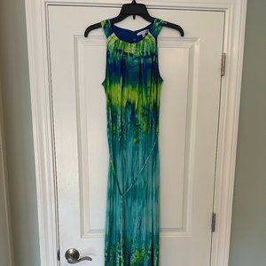 Sandra Darren Green & Blue Maxi Dress size 6